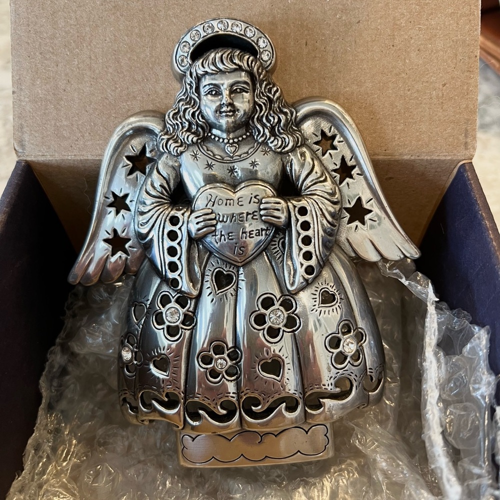 Brighton Silver Angel Figurine with Heart and Star Details